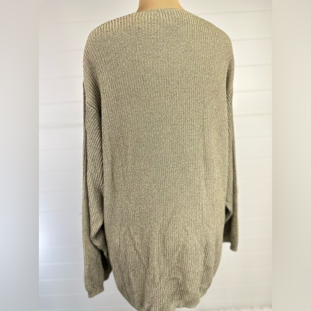 DKNY Linen Blend Loose-knit Button Down Oversized Slouchy Tan Cardigan Size L - Picture 5 of 10